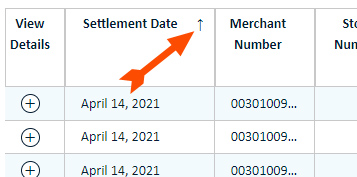 The Sort ascending arrow appears in the header row